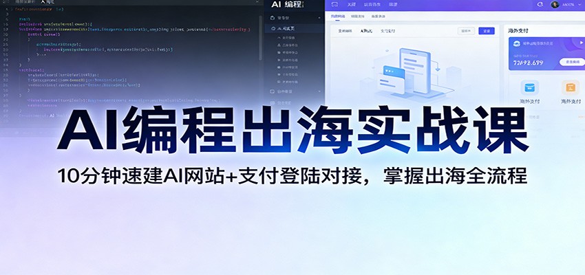 AI编程出海实战课：10分钟速建AI网站+支付登陆对接，掌握出海全流程-冒泡网