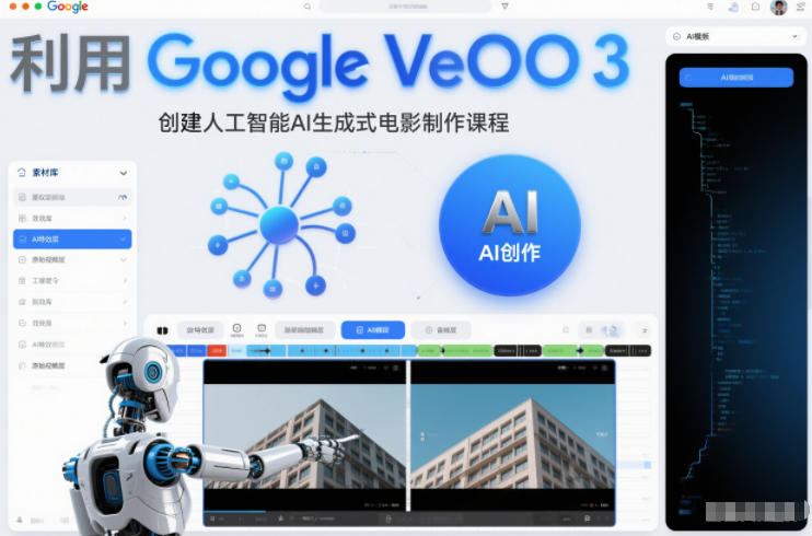 利l用Google Veo 3创建人工智能AI生成式电影制作课程,使用人工智能的力量创建令人惊叹的视频-冒泡网