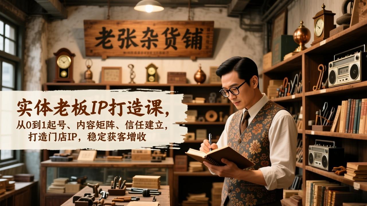 实体老板IP打造课，从0到1起号、内容矩阵、信任建立，打造门店IP，稳定获客增收-冒泡网