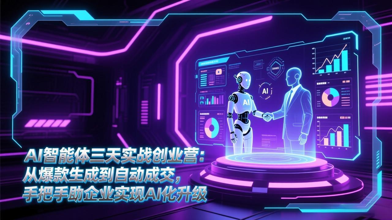 AI智能体三天实战创业营:从爆款生成到自动成交,手把手助企业实现AI化升级-冒泡网