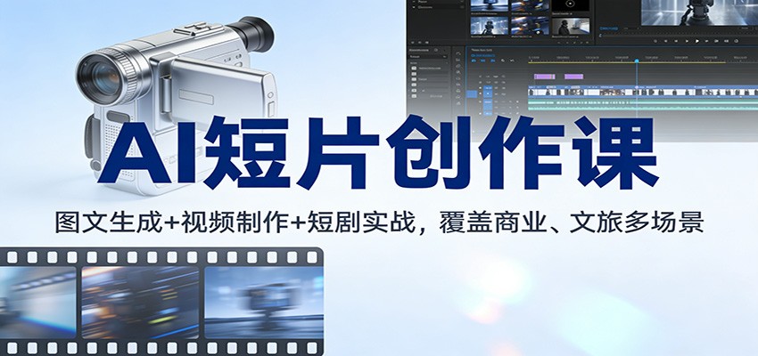 AI短片创作课:图文生成+ 视频制作+短剧实战,覆盖商业、 文旅多场景-冒泡网