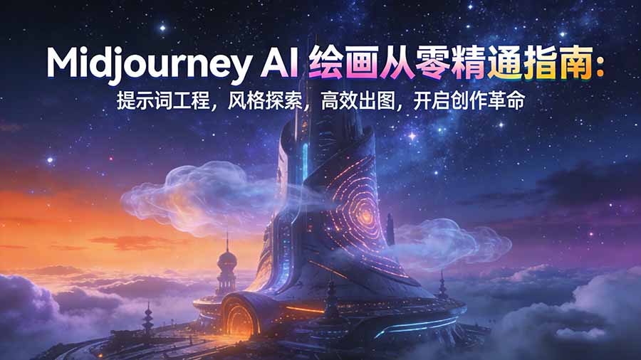 Midjourney AI绘画从零精通指南:提示词工程,风格探索,高效出图,开启创作革命-冒泡网