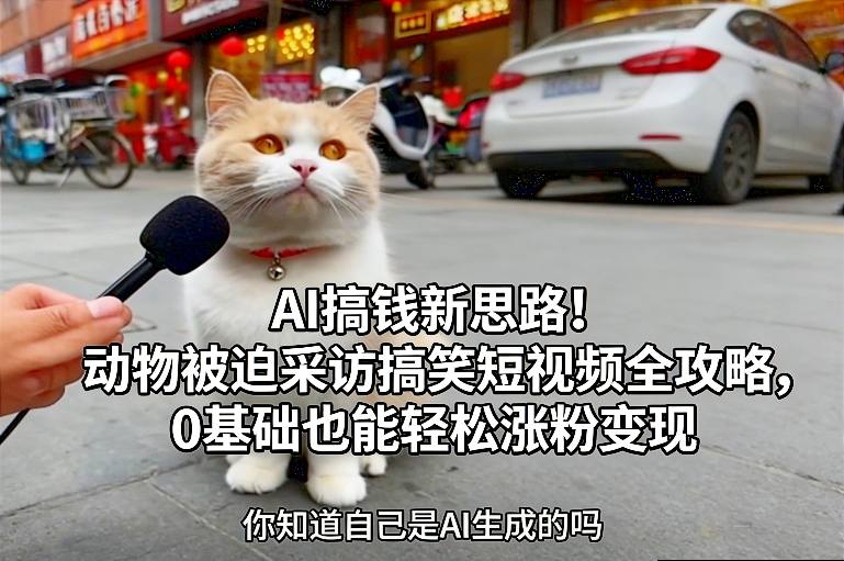 AI搞钱新思路！动物被迫采访搞笑短视频全攻略，0基础也能轻松涨粉变现-冒泡网