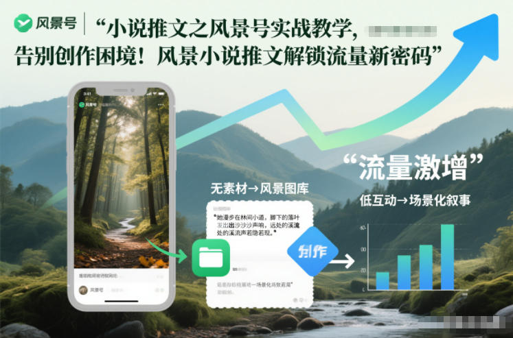 小说推文之风景号实战教学,告别创作困境!风景小说推文解锁流量新密码-冒泡网