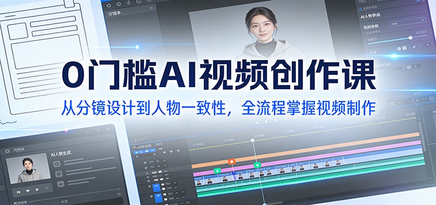 0门槛AI视频创作课：从分镜设计到人物一致性，全流程掌握视频制作-冒泡网