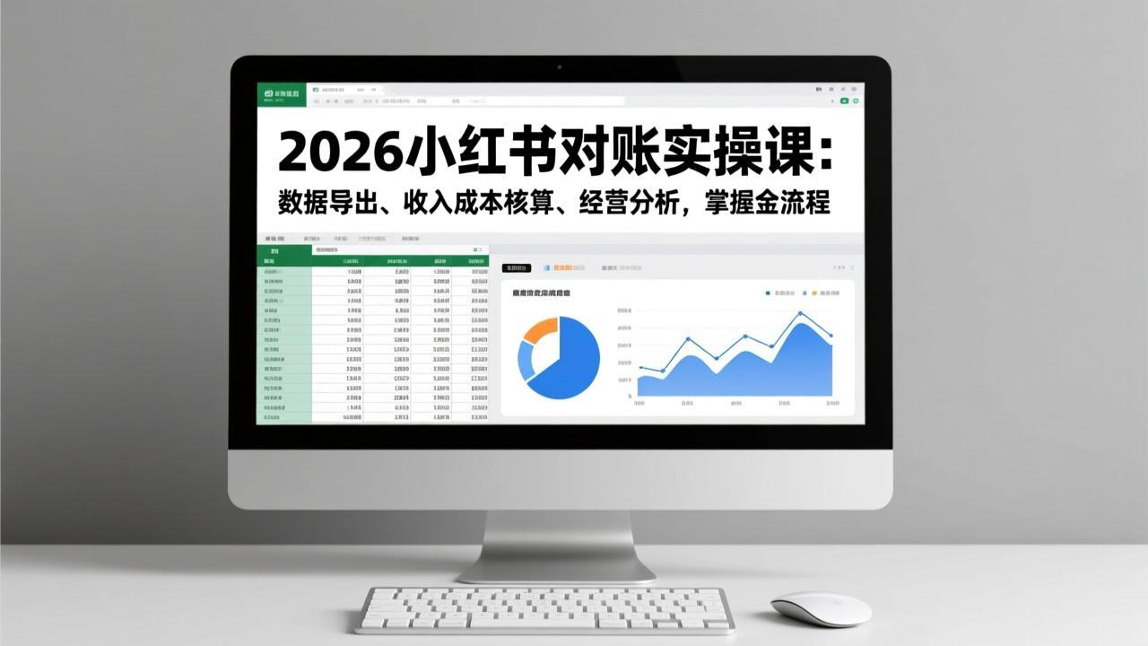 2026小红书对账实操课:数据导出、收入成本核算、经营分析,掌握全流程-冒泡网