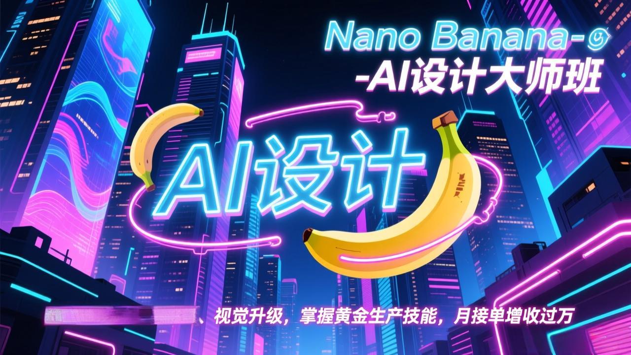 Nano Banana-AI设计大师班,修图合成、广告创作、视觉升级,掌握黄金生产技能,月接单增收过万-冒泡网