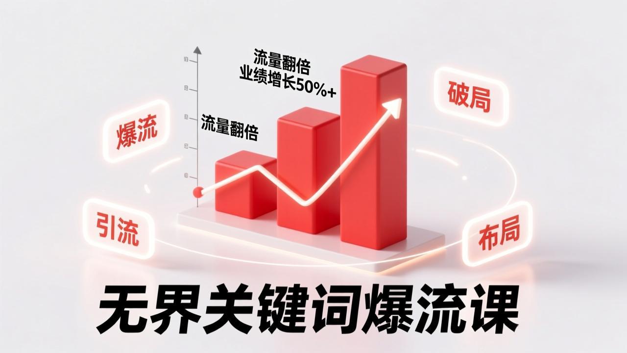 无界关键词爆流课，破局布局逻辑、阶段精准引流，实现流量翻倍，店铺业绩增长50%+。-冒泡网