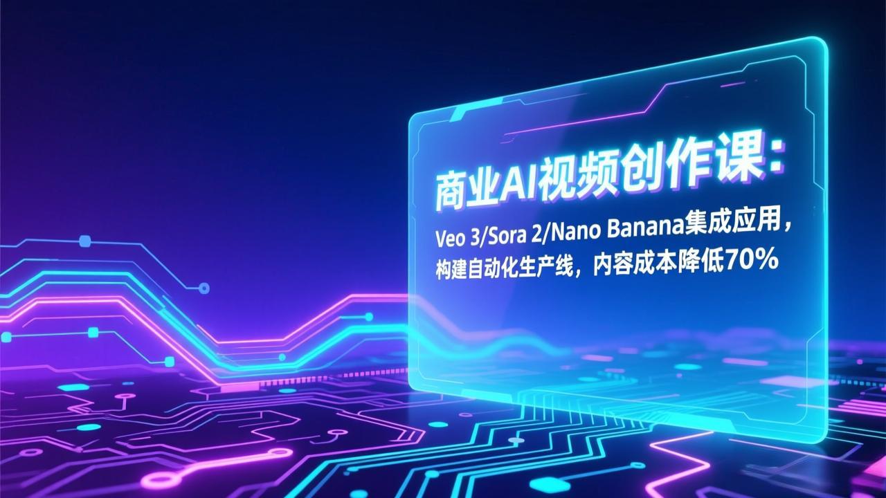 商业AI视频创作课:Veo 3/Sora 2/Nano Banana集成应用,构建自动化生产线,内容成本降低70%-冒泡网