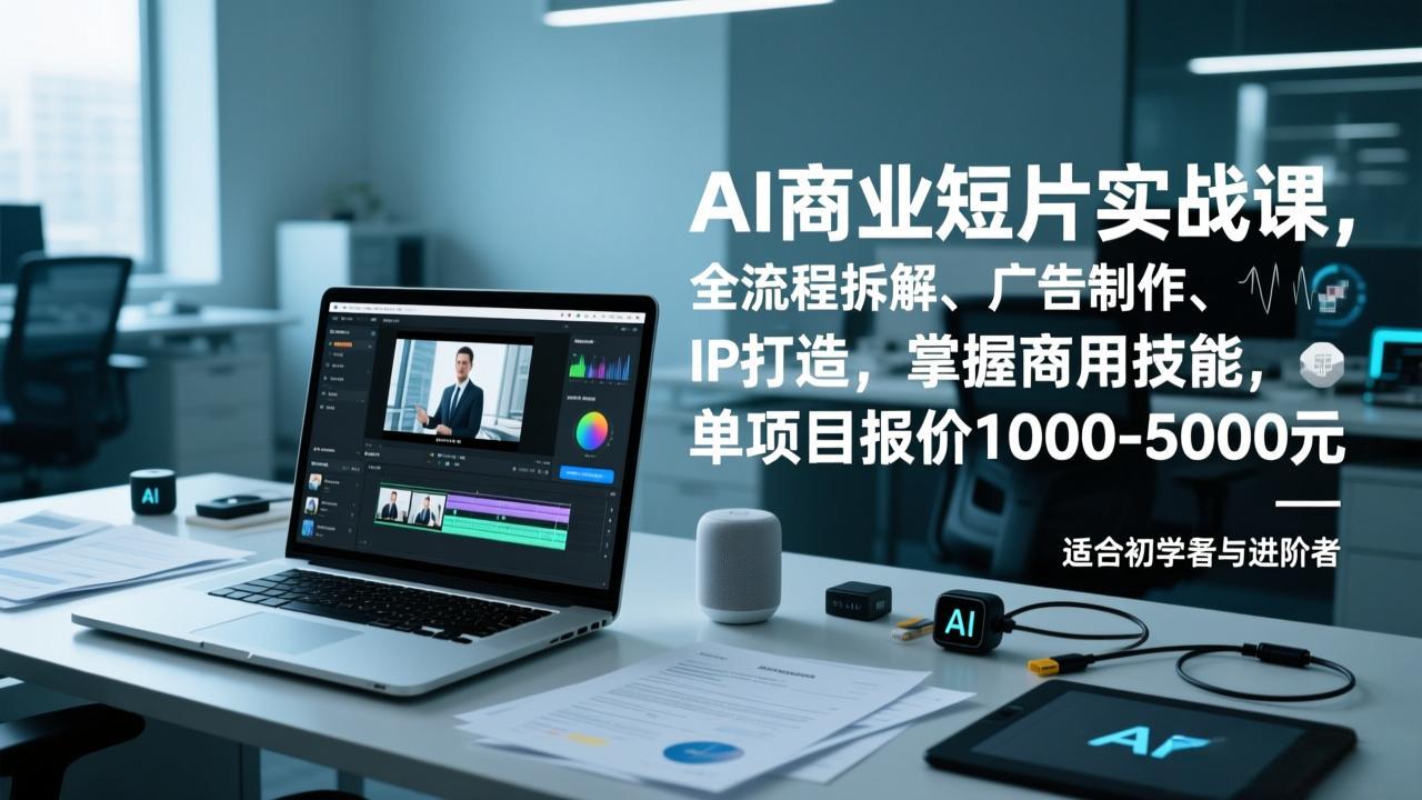 AI商业短片实战课,全流程拆解、广告制作、IP打造,掌握商用技能,单项目报价1000-5000元-冒泡网