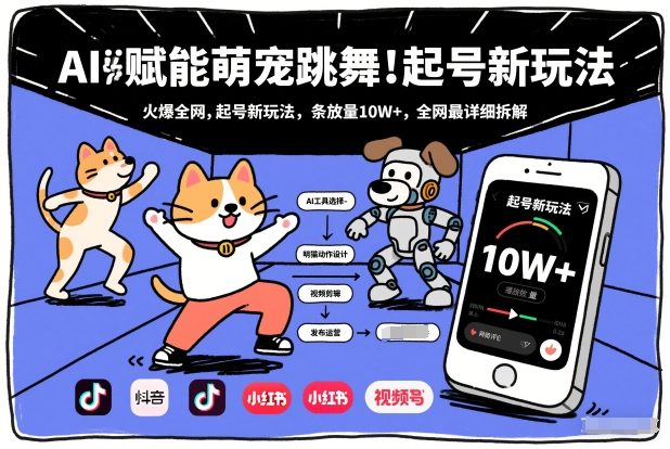 AI赋能萌宠跳舞,火爆全网,起号新玩法,条条播放量10W+,全网最详细拆解-冒泡网