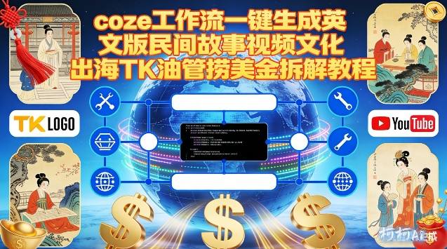 Coze扣子工作流一键生成英文版民间故事视频,文化出海TK油管捞美金拆解教程-冒泡网