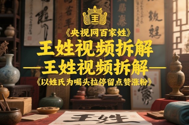 央视网百家姓–王姓视频拆解，以姓氏为噱头拉停留点赞涨粉-冒泡网