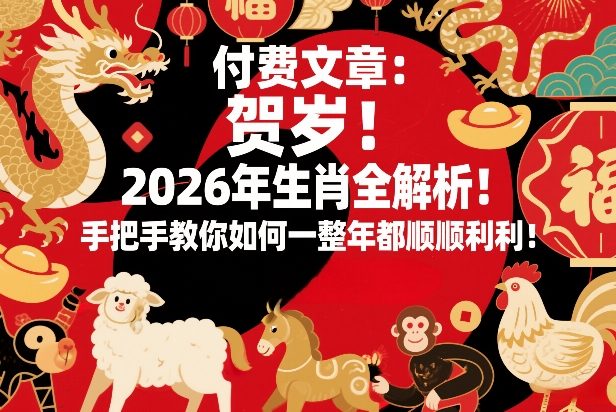 付费文章：贺岁！2026年生肖全解析！手把手教你如何一整年都顺顺利利！-冒泡网