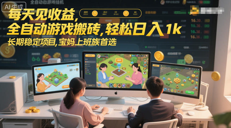 每天见收益，全自动游戏搬砖，轻松日入1k，长期稳定项目，宝妈上班族首选【揭秘】-冒泡网