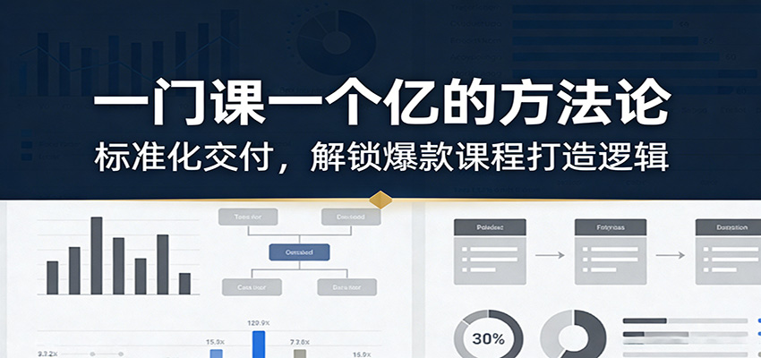 一门课一个亿的方法论:标准化交付,解锁爆款课程打造逻辑-冒泡网