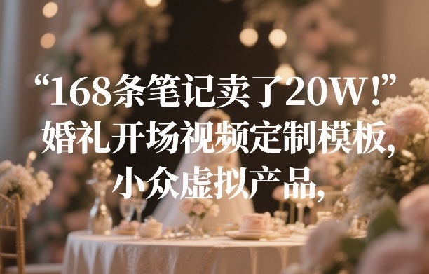 168条笔记卖了20W!婚礼开场视频定制模板,小众虚拟产品-冒泡网