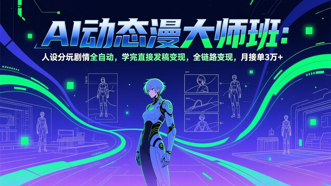 AI动态漫剧大师班:人设分镜剧情全自动,学完直接发稿变现,全链路变现,月接单3万+-冒泡网