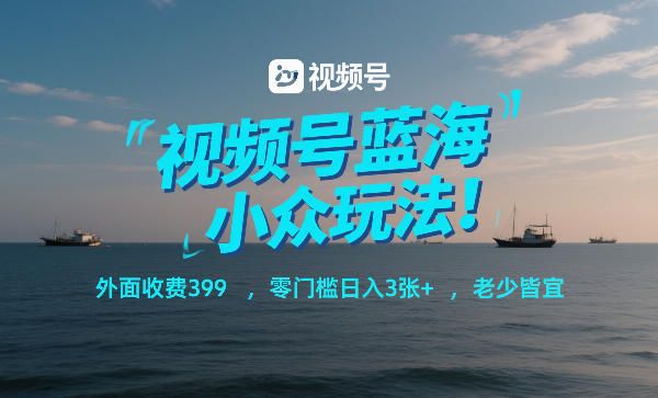 视频号蓝海小众玩法!外面收费399,零门槛日入3张+,老少皆宜-冒泡网