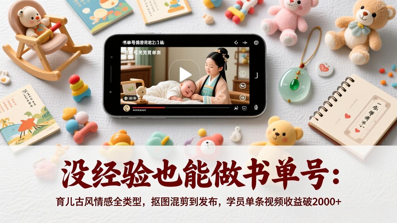 没经验也能做书单号:育儿古风情感全类型,抠图混剪到发布,学员单条视频收益破2000+-冒泡网