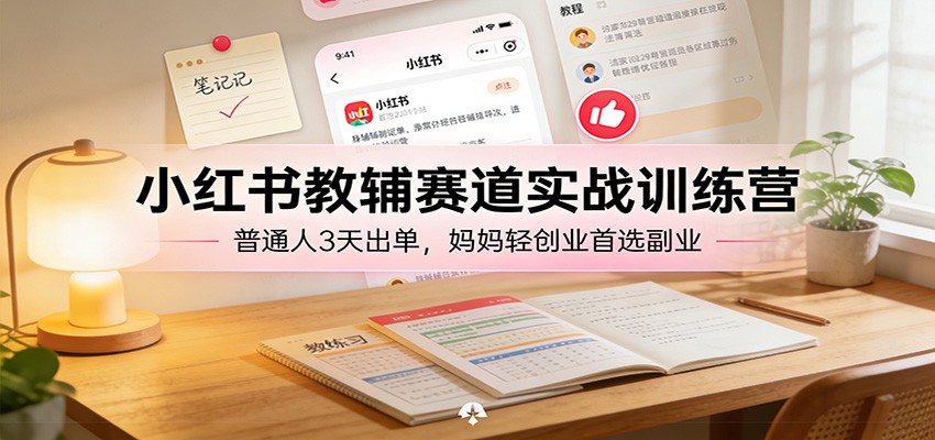 小红书教辅赛道实战训练营：普通人3天出单，妈妈轻创业首选副业-冒泡网