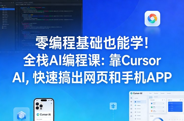 零编程基础也能学!全栈AI编程课:靠Cursor AI,快速搞出网页和手机APP-冒泡网