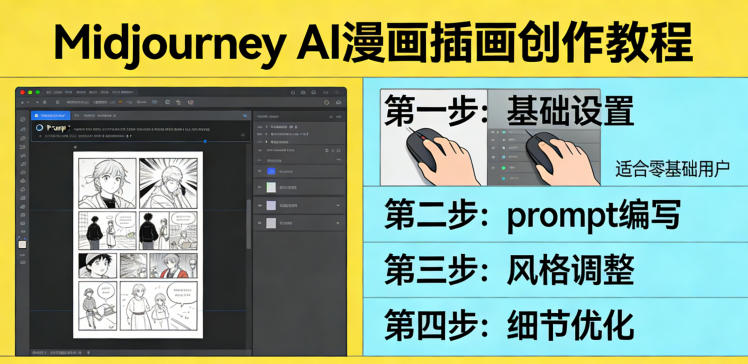 利用Midjourney AI人工智能轻松创作漫画插画教程，零基础创作完整漫画插画-冒泡网