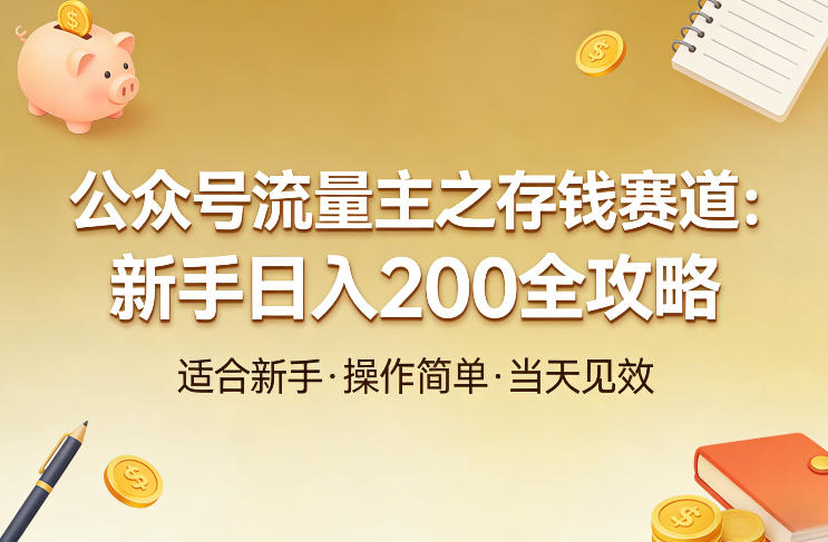 公众号流量主之存钱赛道，贴合当下需求，适合新手，一天收益2张-冒泡网