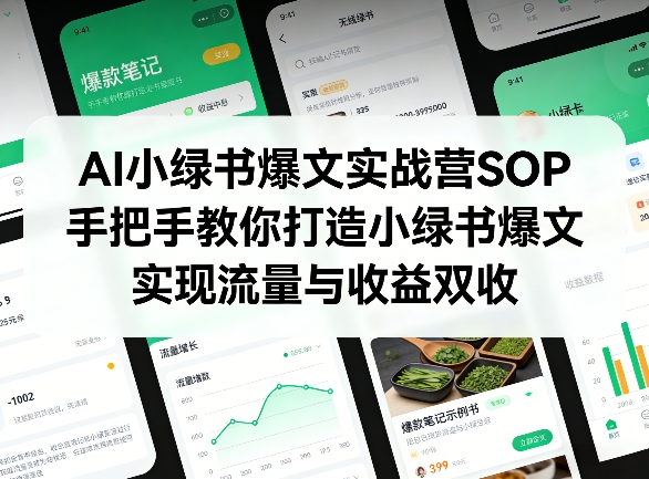 AI小绿书爆文实战营SOP,手把手教你打造小绿书爆文,实现流量与收益双收-冒泡网