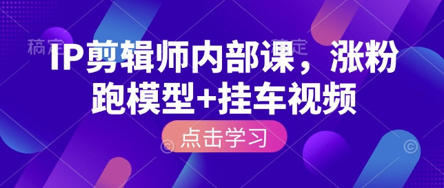 IP剪辑师内部课，涨粉跑模型+挂车视频（更新）-冒泡网