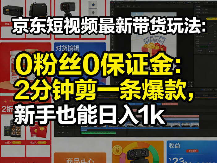 京东短视频最新带货玩法,0粉丝0保证金,2分钟剪一条爆款,新手也能日入1k+【揭秘】-冒泡网