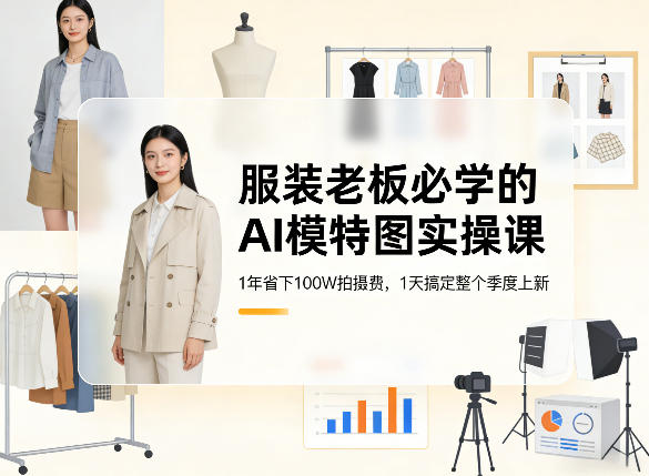 服装老板必学的AI模特图实操课，1年省下100W拍摄费，1天搞定整个季度上新-冒泡网