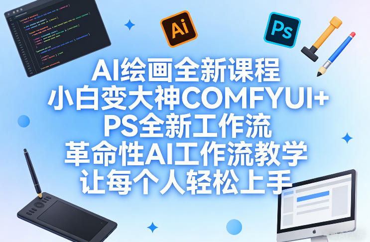 AI绘画全新课程,小白变大神COMFYUI+PS全新工作流,革命性AI工作流教学,让每个人轻松上手-冒泡网