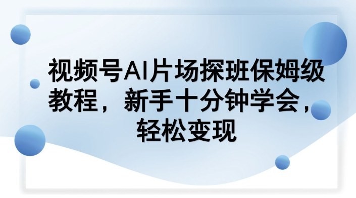 视频号AI片场探班保姆级教程,新手十分钟学会,轻松变现-冒泡网