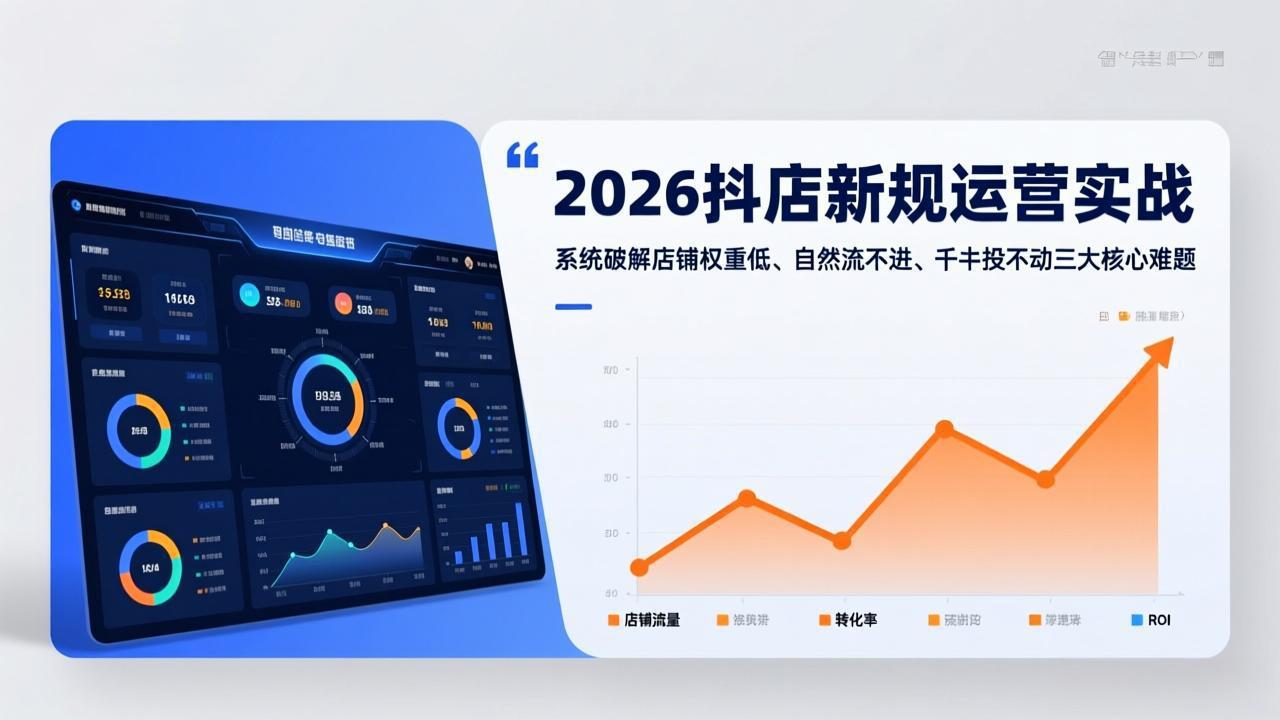2026抖店新规运营实战：系统破解店铺权重低、自然流不进、千川投不动三大核心难题-冒泡网