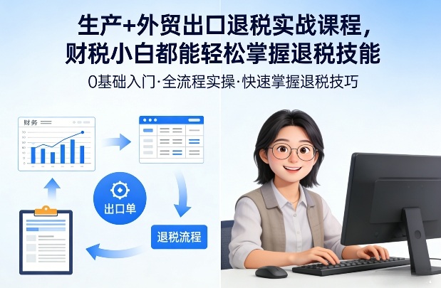 生产+外贸出口退税实战课程,财税小白都能轻松掌握退税技能-冒泡网