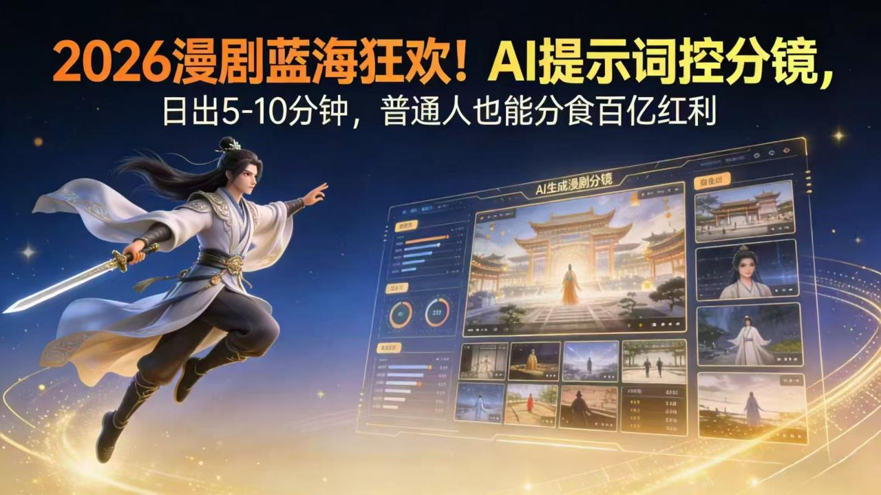 2026漫剧红利实锤！ AI 提示词控分镜， 普通人也能轻松月入过万-冒泡网