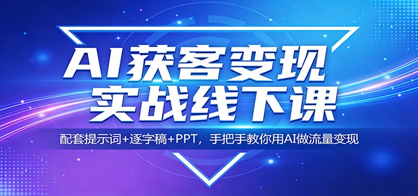 AI获客变现实战线下课:配套提示词+逐字稿+PPT,手把手教你用AI做流量变现-冒泡网