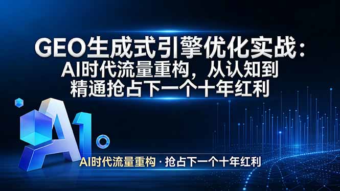 GEO 生成式引擎优化实战:AI时代流量重构,从认知到精通抢占下一个十年红利-冒泡网