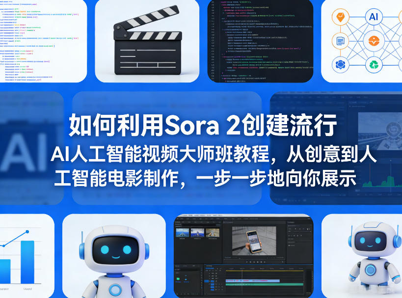 如何利用Sora 2创建流行AI人工智能视频大师班教程,从创意到人工智能电影制作,一步一步地向你展示-冒泡网