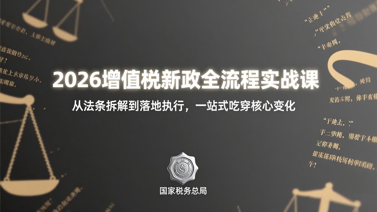 2026增值税新政全流程实战课：从法条拆解到落地执行，一站式吃透核心变化-冒泡网