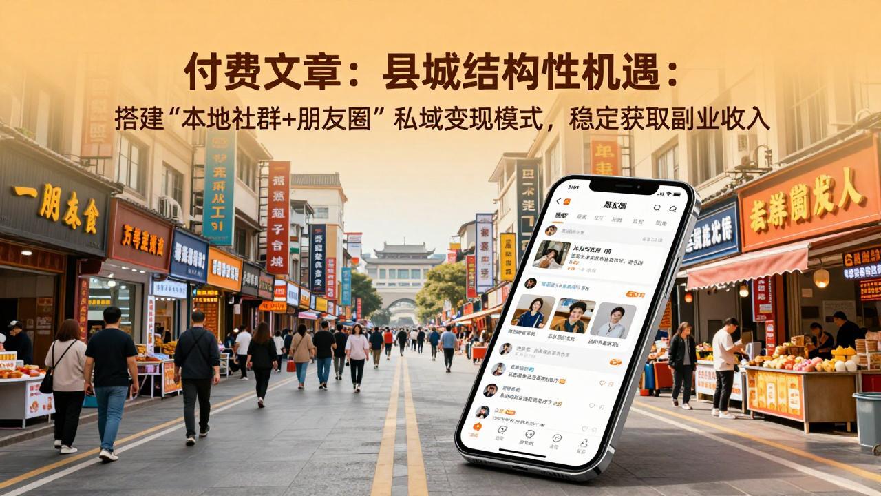付费文章:县城结构性机遇:搭建“本地社群+朋友圈”私域变现模式,稳定获取副业收入-冒泡网