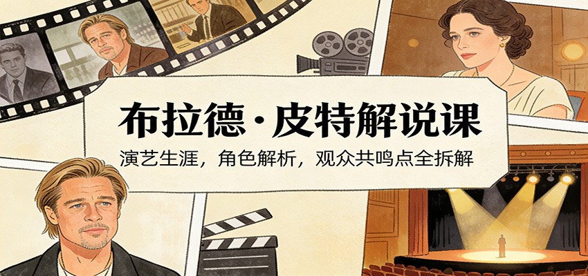 演员说-布拉德.皮特解说课：演艺生涯，角色解析，观众共鸣点全拆解-冒泡网