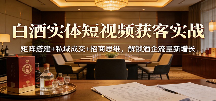 白酒实体短视频获客实战：矩阵搭建+私域成交+招商思维，解锁酒企流量新增长-冒泡网