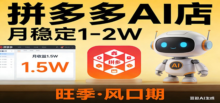 开一家拼多多AI店，月稳定1-2W，目前旺季，风口期！-冒泡网