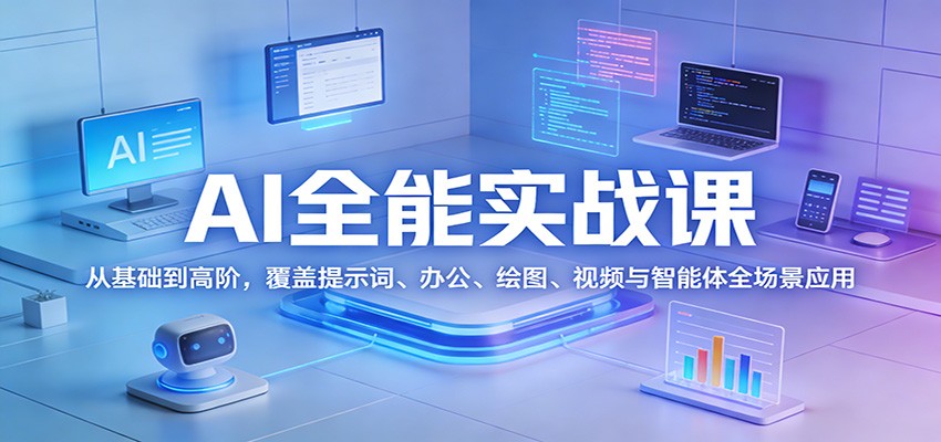 AI全能实战课:从基础到高阶,覆盖提示词、办公、绘图、视频与智能体全场景应用-冒泡网