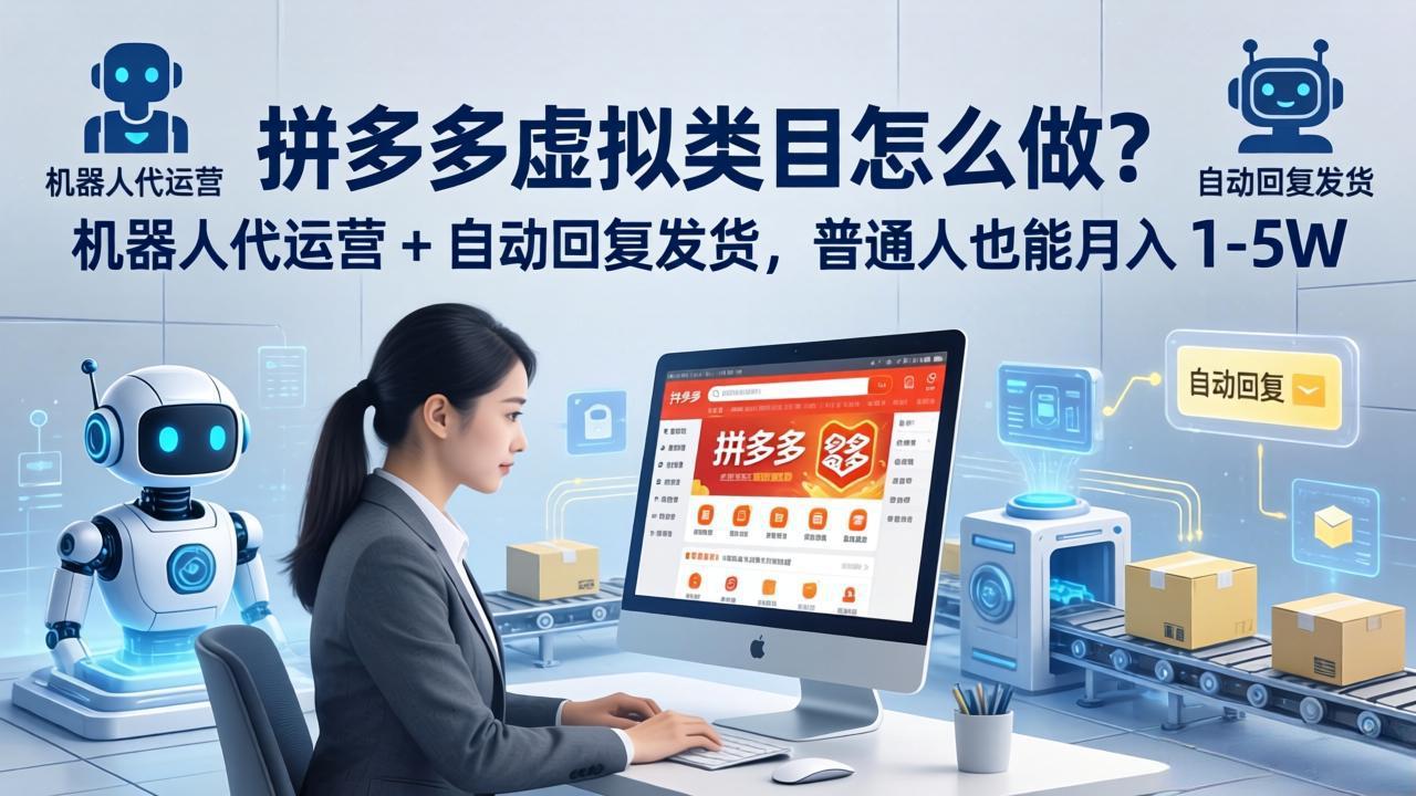 拼多多虚拟类目怎么做?机器人代运营 + 自动回复发货,普通人也能月入 1-5W-蜗牛学社