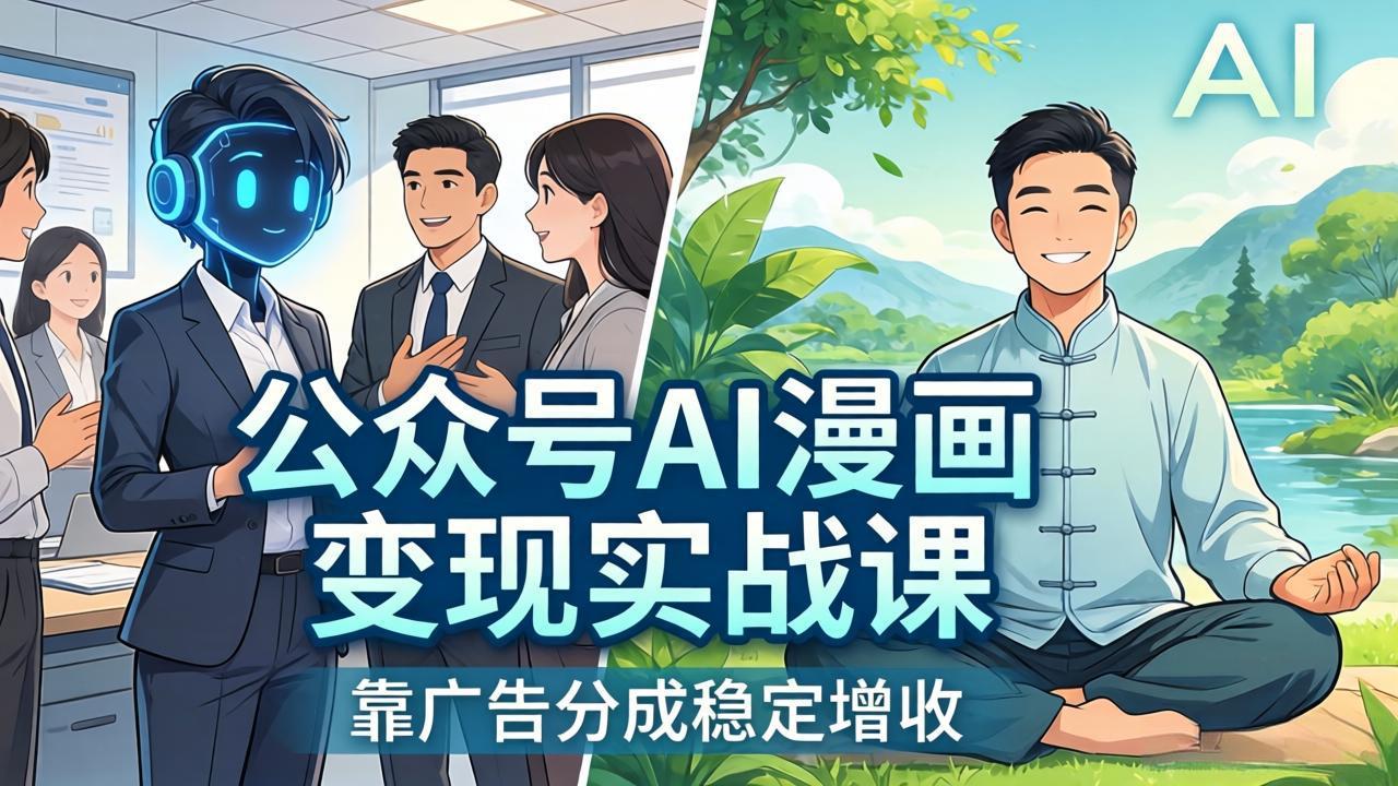 公众号AI漫画变现实战课：星座/职场/养生多赛道+智能体发文，靠广告分成稳定增收-冒泡网