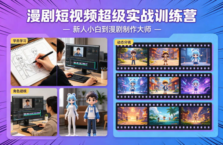 漫剧短视频超级实战训练营,新人小白到漫剧制作大师-蜗牛学社