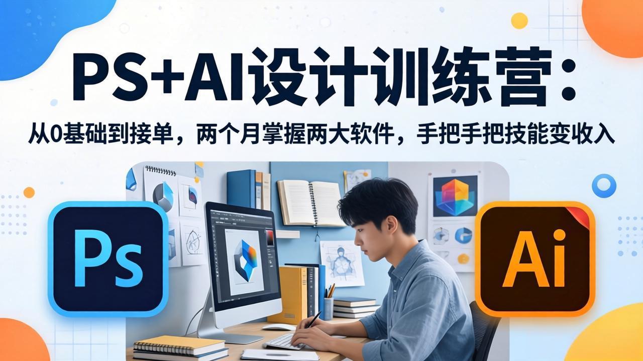 PS+AI设计训练营：从0基础到接单，两个月掌握两大软件，手把手把技能变收入-冒泡网